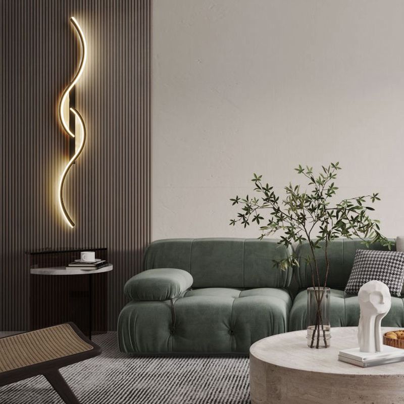 Linear Shape Metal Wall Light Modern Style 2 Lights Wall Light Sconce in Black