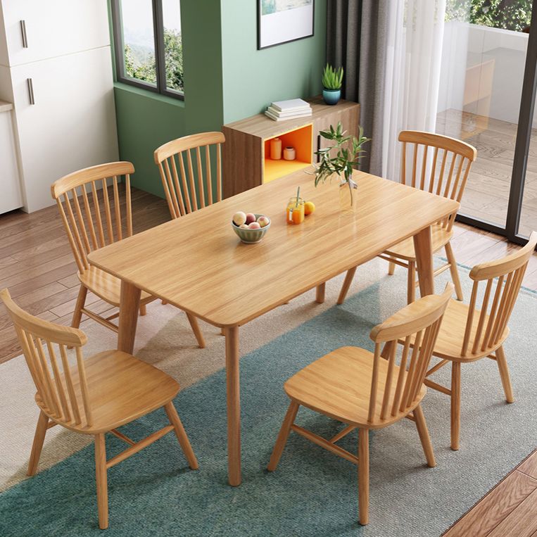 Modern Style Solid Wood Dining Set with Rectangle Shape Table and 4 Legs Base
