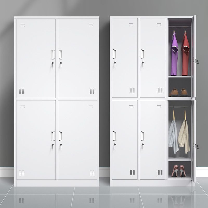 Modern Style Wardrobe White Metal Wardrobe Closet with Locks