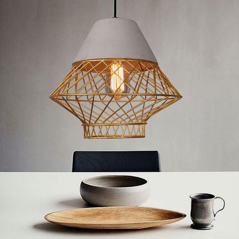 Drahtkäfig Schatten Anhänger Beleuchtung Urban Retro 1 Light Restaurant Hanging Lamp mit Zementoberteil