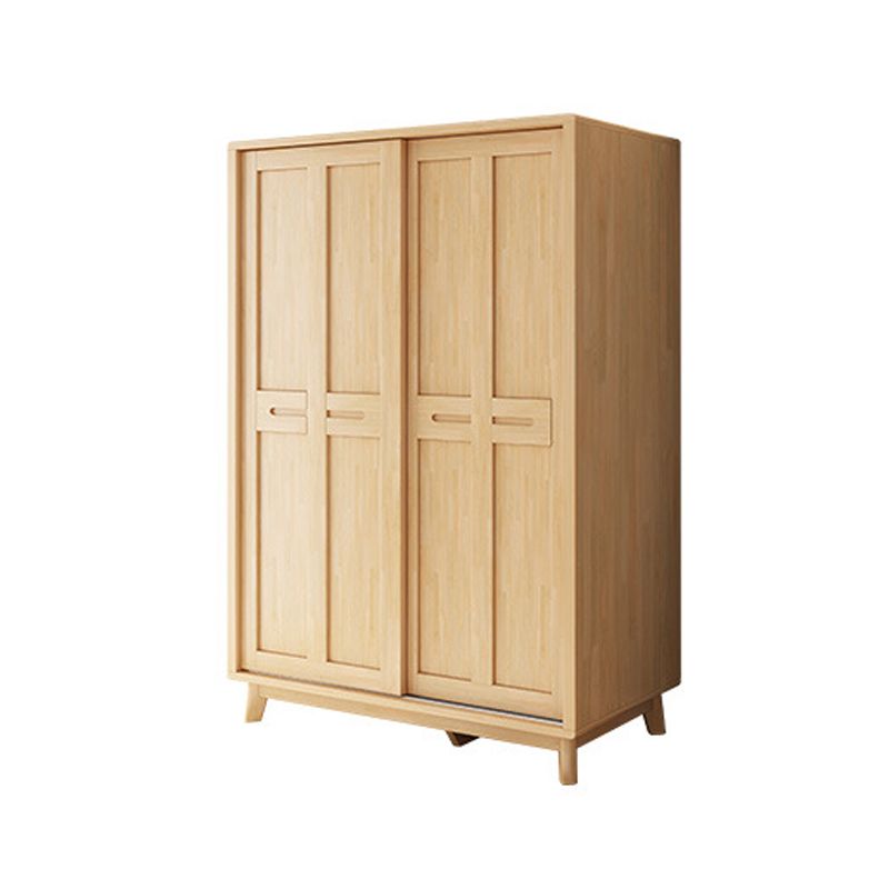 Contemporary Rubberwood Storage Cabinet Sliding Door Cabinet with Legs