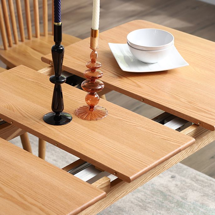 Contemporary Rectangle Dining Table Oak Solid Wood Table with 4 Legs for Dining Room