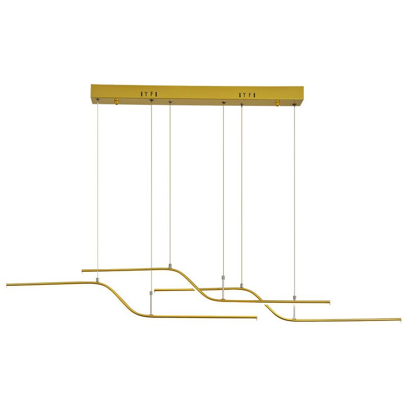 Ultra-modern Linear Hanging Chandelier Metallic Hanging Lamp with Hanging Cord for Restaurant