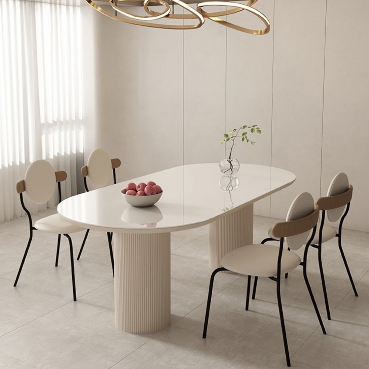 Metal and Slate Table Contemporary Home Wood Legs Dining Table