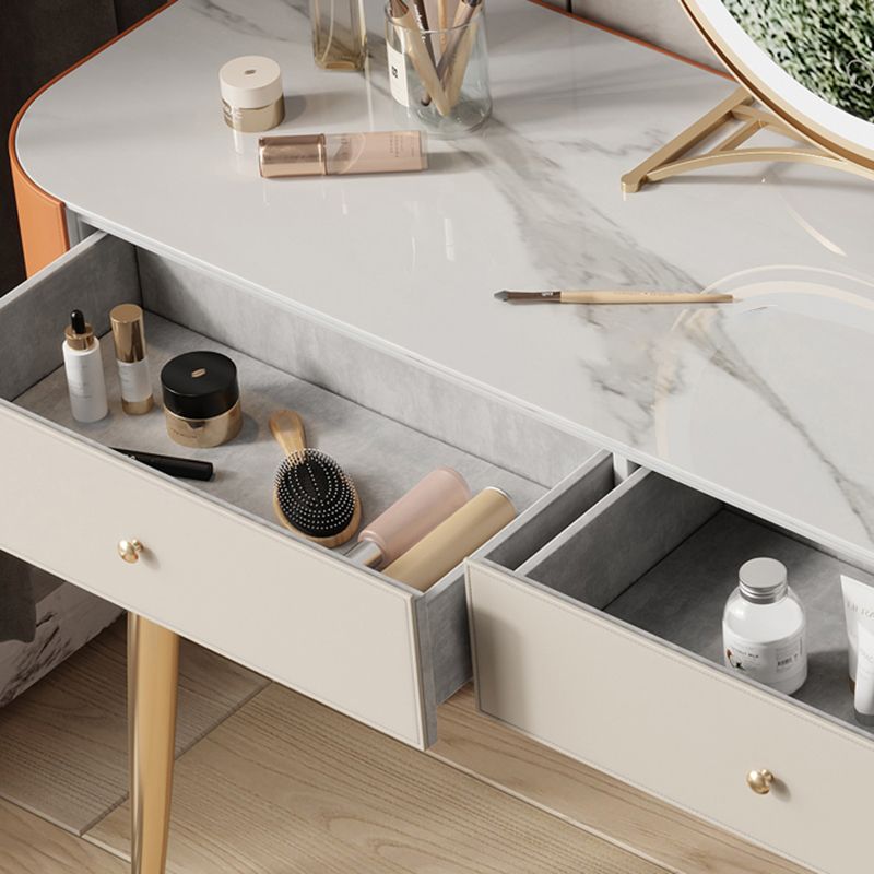Glam Make-up Vanity with Drawers, Faux Leather Dressing Table