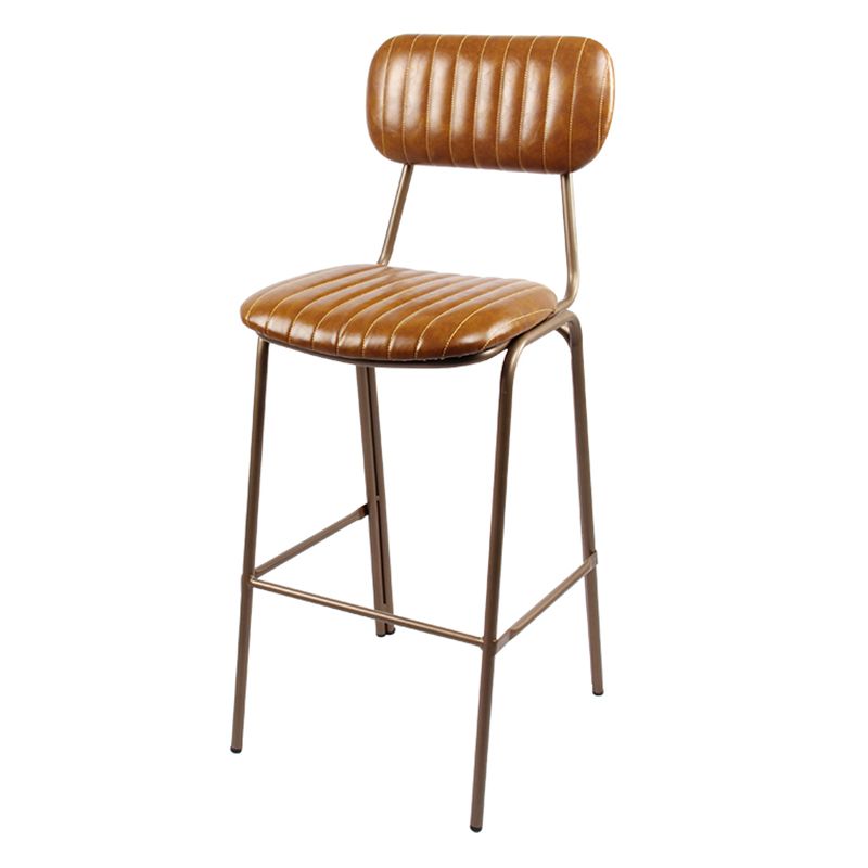 Industrial Leather Distressed Quilted Barstool Indoor Tall Stool with Rectangle Seat