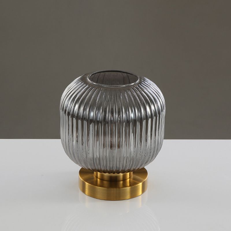 Simplicity Drum Tischlampe Ultra-moderne gerippte Glas Nachttisch-Lampe für Schlafzimmer