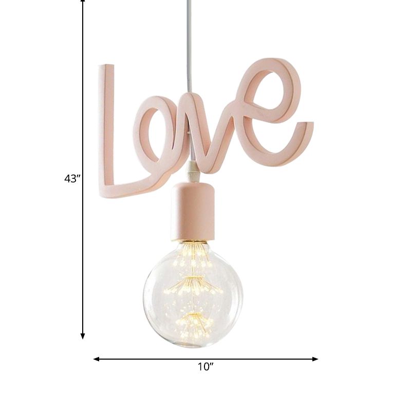 MACHAROON LAMPAGGIO BARB RESIN LAMPINA 1 ciondolo soggiorno in lampadina in rosa con design delle lettere