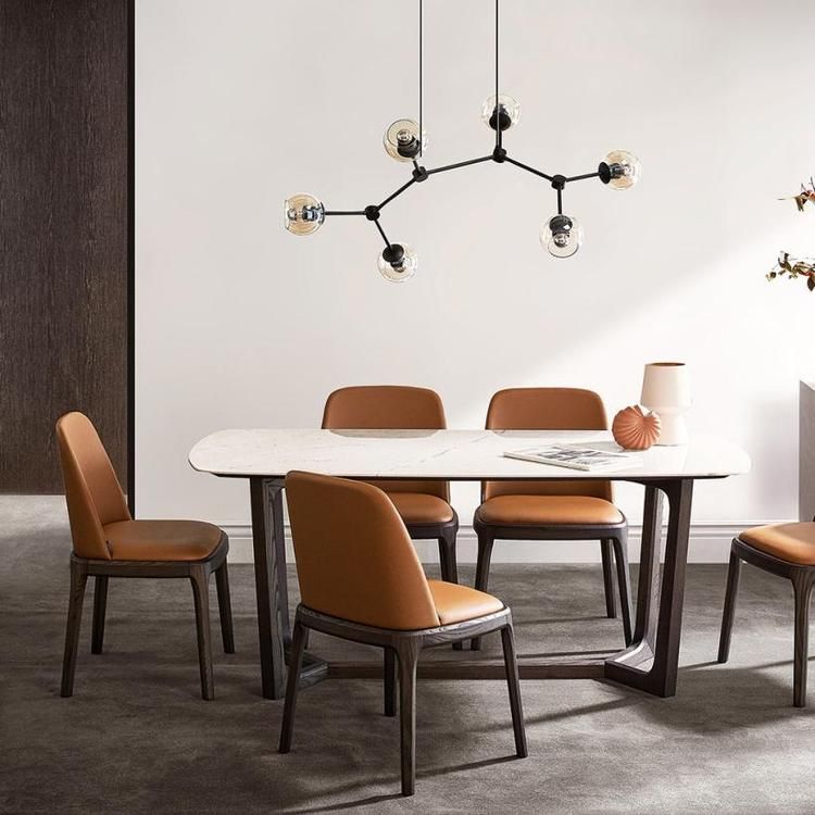 Industrial Sintered Stone Tisch für Restaurant Rechteck Esstisch mit hölzernen Trestle Basis