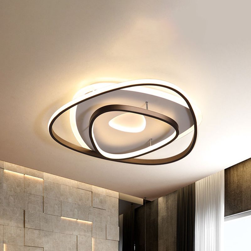 Black Triangle Flushmount Contemporary LED Acrylic Flush Mount in Warm/White Light, 17"/21"/25" Wide