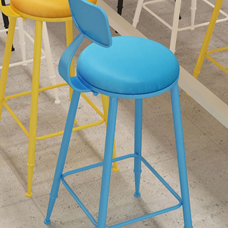 Industrial Iron Bar Stool Bar Height Armless Stool with Cushion