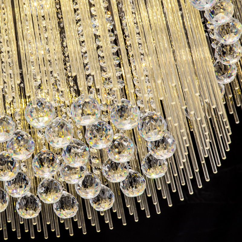 2 niveles de cristal de la varilla de cristal de la lámpara de techo de níquel