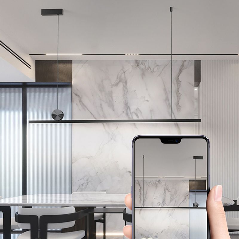 Estilo moderno de forma lineal isla de metal de la isla de 1 luz de la isla de 1 luces en negro