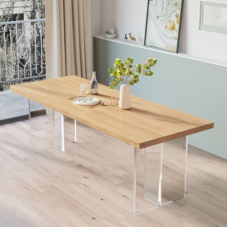 Pine Wood Top Dining Table Modern Solid Wood Table with Sled Base