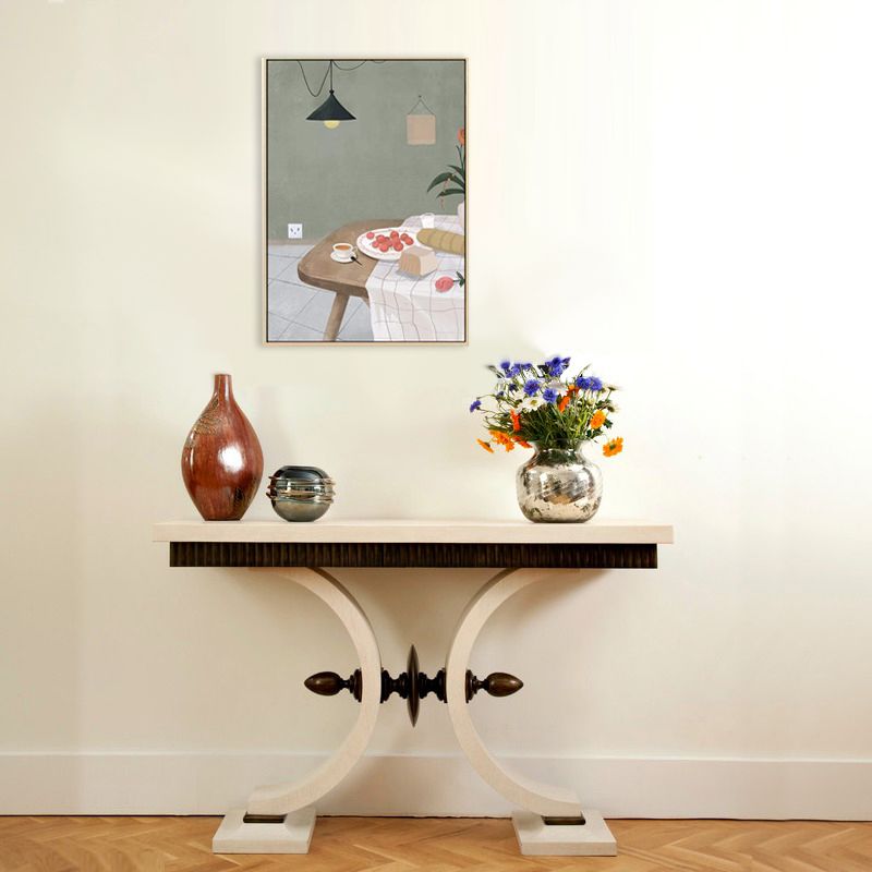 Dining Table and Cherries Canvas Textured Nordic Style for Girls Bedroom Painting