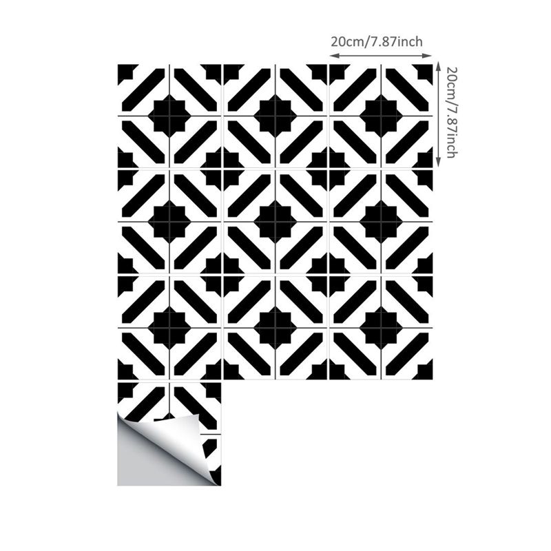 Black Checkered Wallpaper Panel Set Self-Adhesive Contemporary Washroom Wall Decor