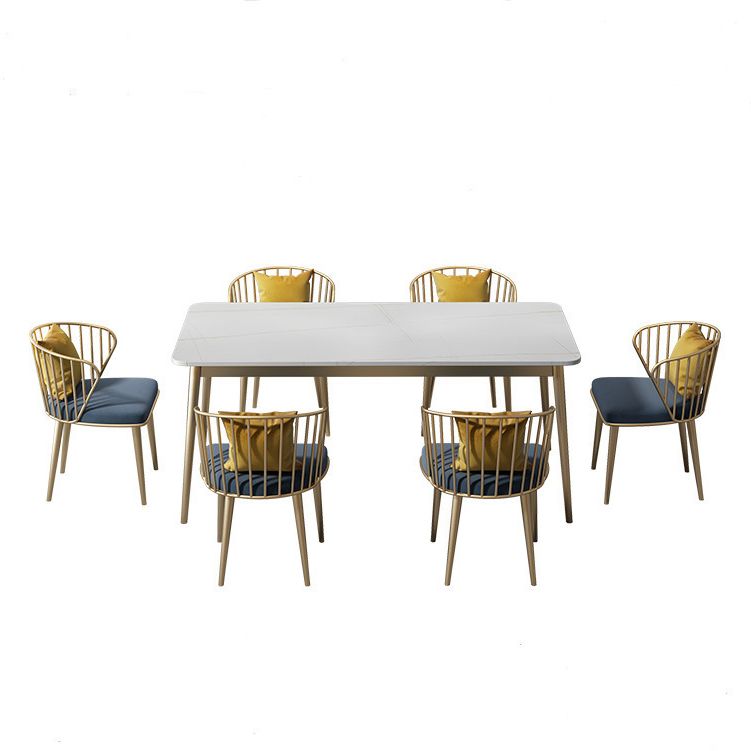 1/5/7 Pcs Metal Glam Dining Table Set with Rectangle Table Dinette Set