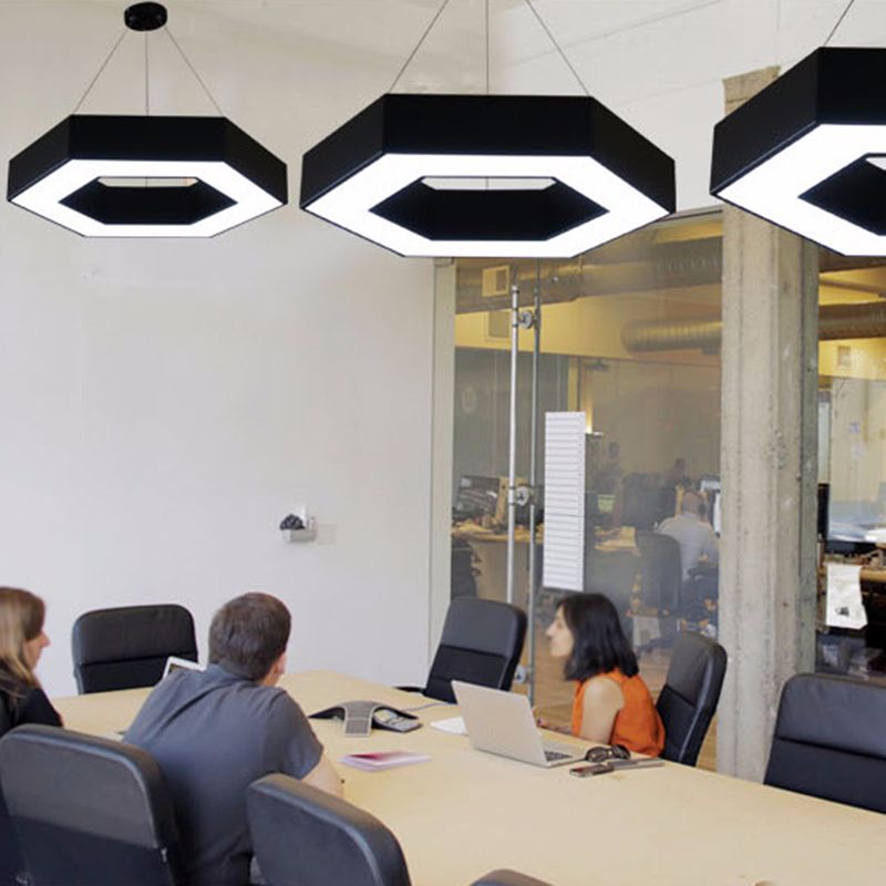 Office Hallway LED Pendant Modern Style Hanging Light with Hexagonal Acrylic Shade
