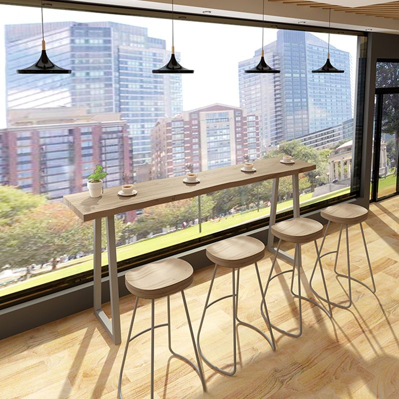 Modern Rectangle Pub Table Set 1/5 Pieces Wooden Counter Table with High Stools