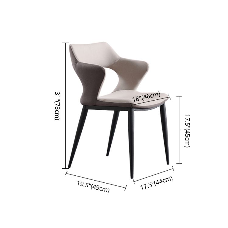 Fauteuil contemporain en simili cuir, finition mate, chaise de salle à manger à dossier ouvert