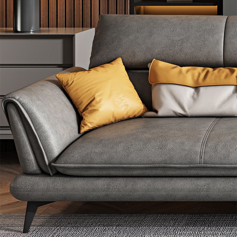 Slipcovered Stationary Stain Resistant Storage Square Arm Gray Sofa