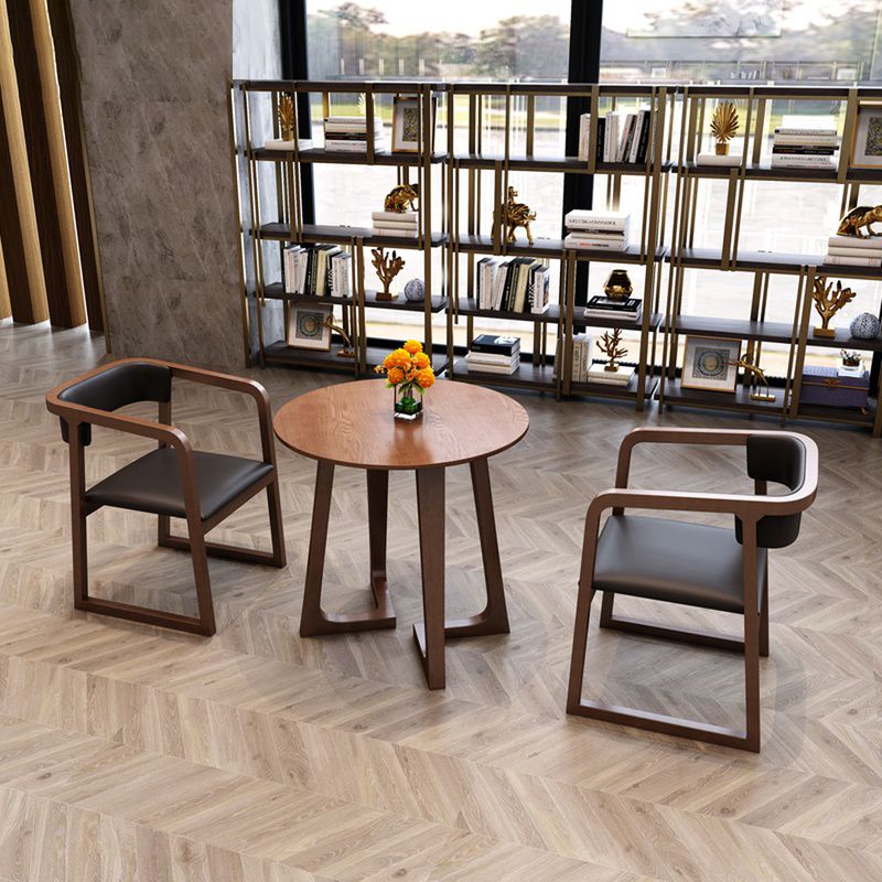 Solid Wood Double Pedestal Table Simplicity Dining Table Round for Kitchen Home