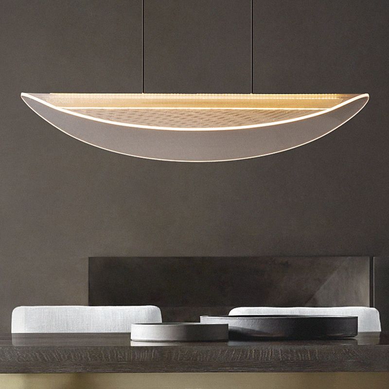 Acrylic Island Chandelier Lights Modern Style Metal Hanging Light Fixture for Dining Room