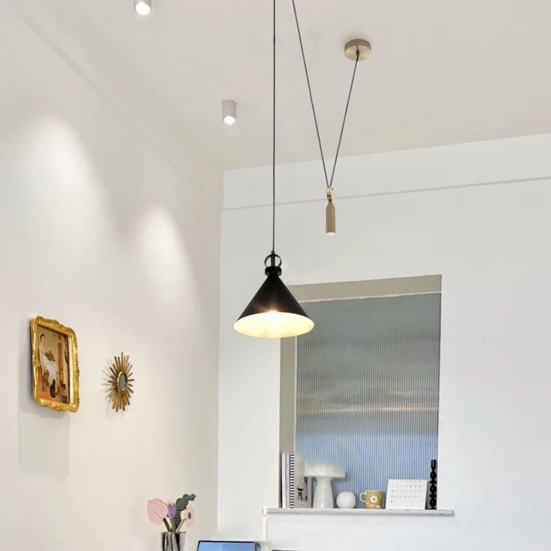 Metal Conical Hanging Light Kit Simplicity Style Down Lighting Pendant for Bedroom
