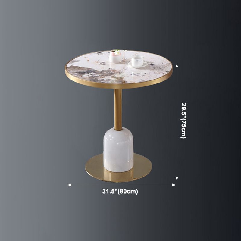 Metal Traditional Luxury Dining Table Sintered Stone Dining Table with Pedestal
