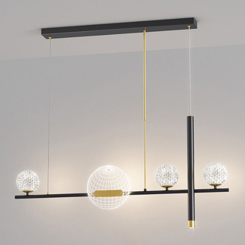 Minimalist 5-Light Island Pendant Globe Shade Acrylic Hanging Light for Dining Room