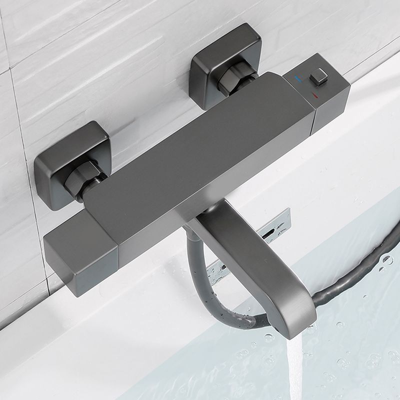 Black Tub Filler Wall-Mounted Brass Single Knob Handle Swivel Tub Filler with Handshower