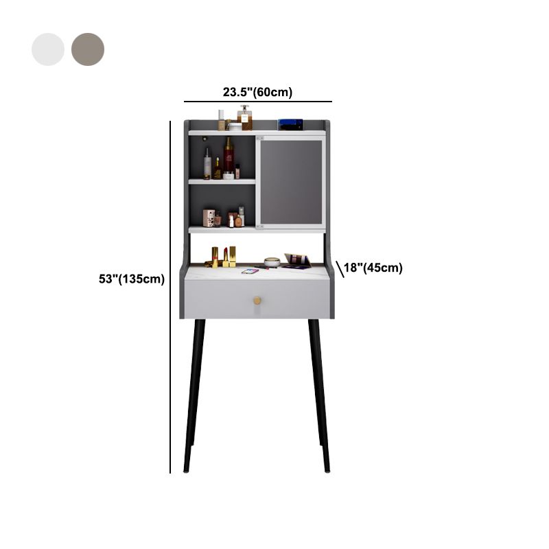 1-Drawer Stone Top Vanity Set Contemporary 35.15" H Makeup Dressing Table