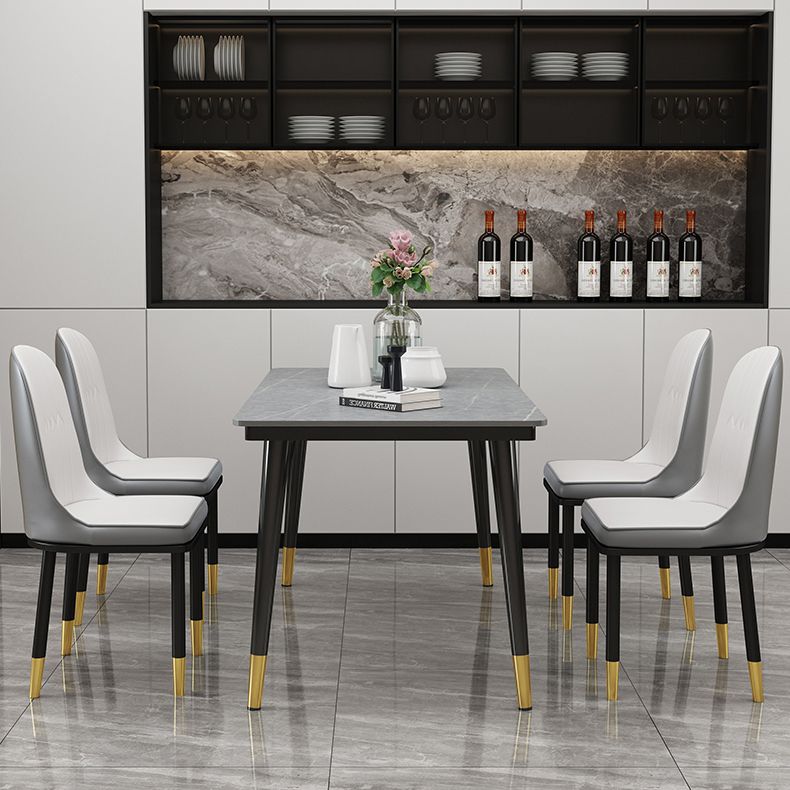Mesa de piedra sinterizada de cocina industrial Mesa de comedor rectangular estándar con 4 patas Base