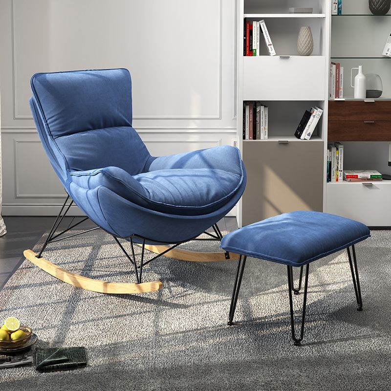 Contemporary Upholstered Rocker Chair Metal Frame Spindle Rocker Chair for Living Room