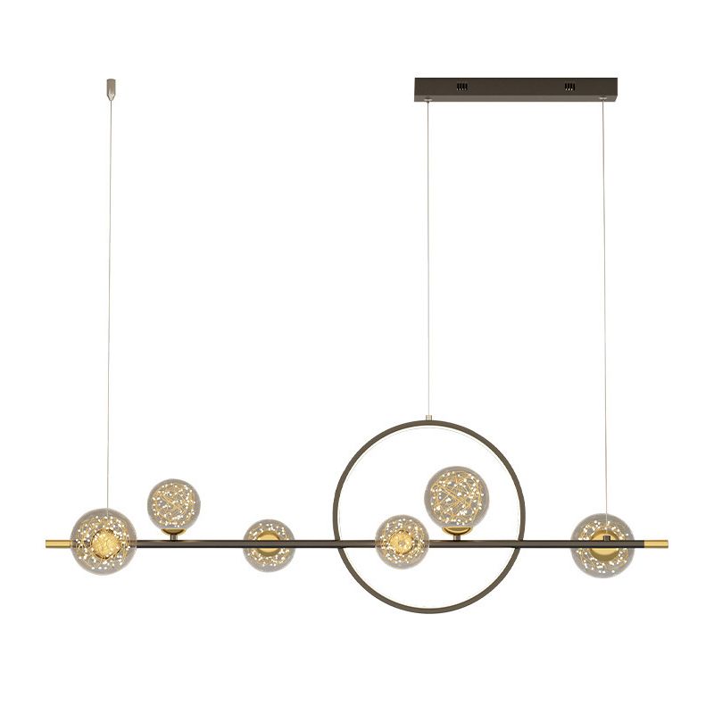 7-Light Contemporary Black/Golden Kitchen Island Lighting LED Ceiling Light for Bedroom