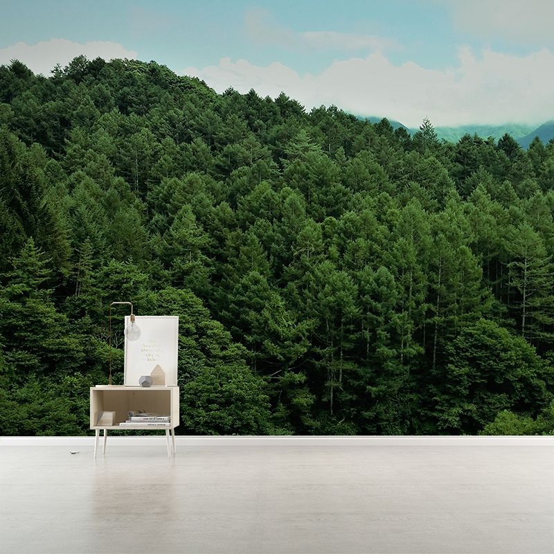Modern Style Forest Wall Mural Wallpaper Photography Mildew Resistant Wall Covering