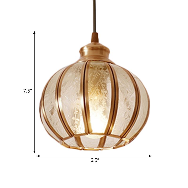 Gestructuur glazen bol cluster hanglamp retro 1/3 bollen messing hangende lamp met ronde/lineaire luifel