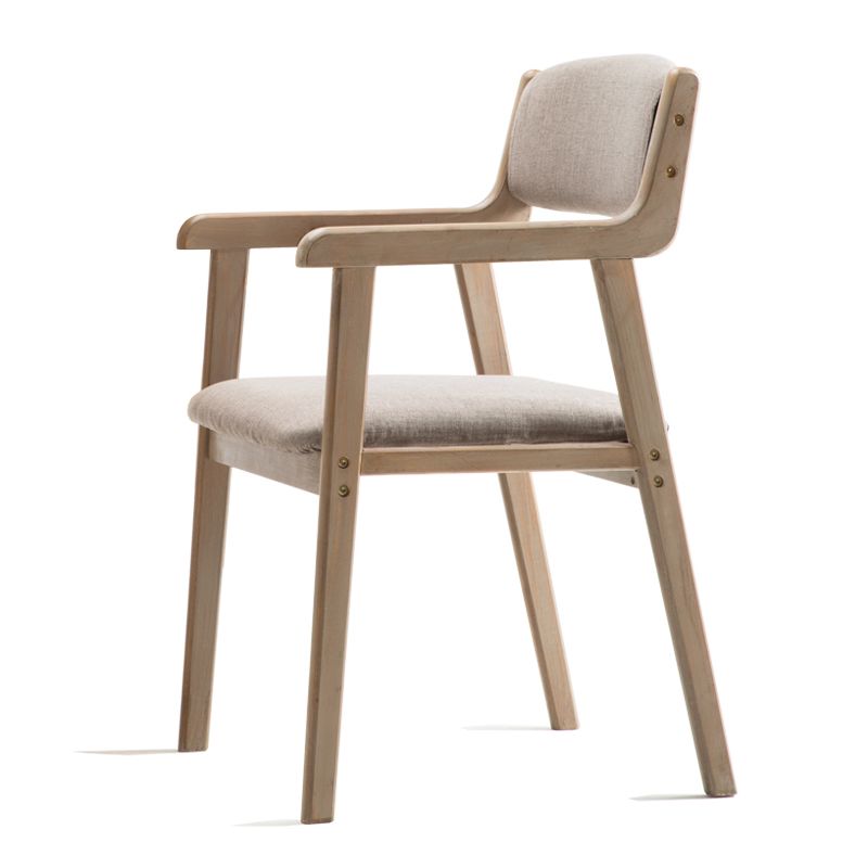 Contemporary Dining Chair 18'' Wide Open Arm Chair with 4 Wood Legs for Home Use