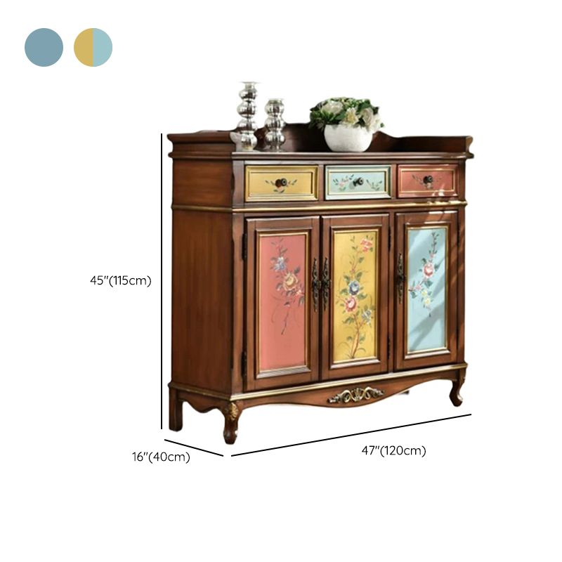 Industrial Rectangle Accent Cabinet Solid Wood Cabriole Legs Accent