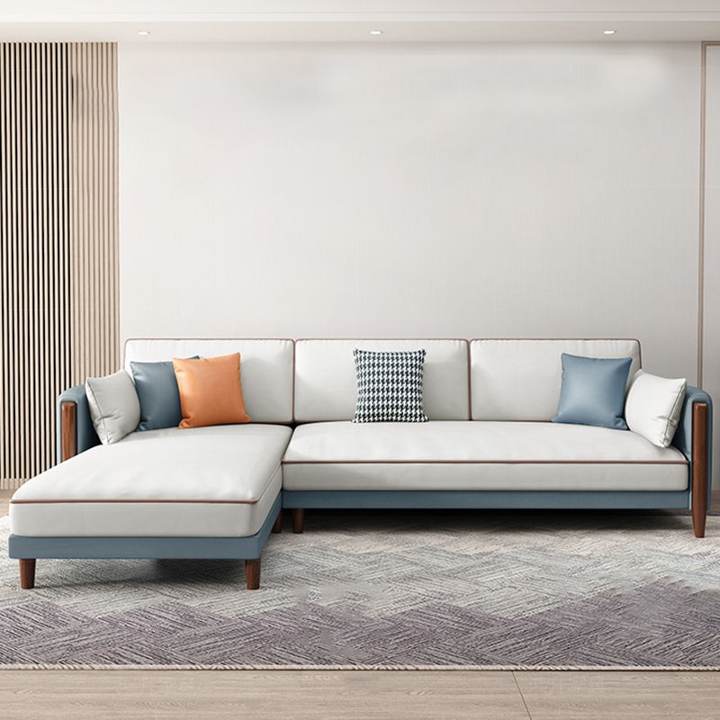 Modern 35.43 " H Solid Color Faux Leather Square Arm Sofa & Chaise