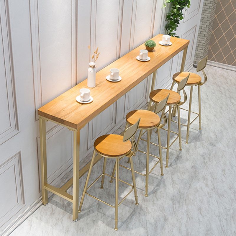 Rectangle Pub Table Glam Solid Wood Bar Table for Indoor and Breakroom