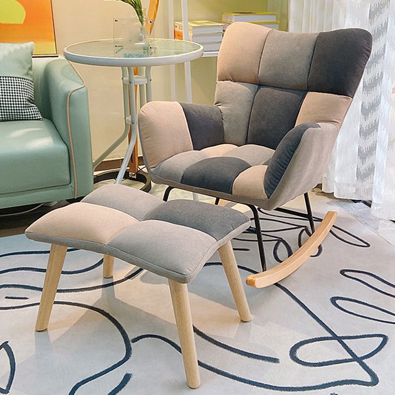 Fabric Rocking Chair Color Panel Contemporary Tufted Cushions Rocker Chair with Ottoman