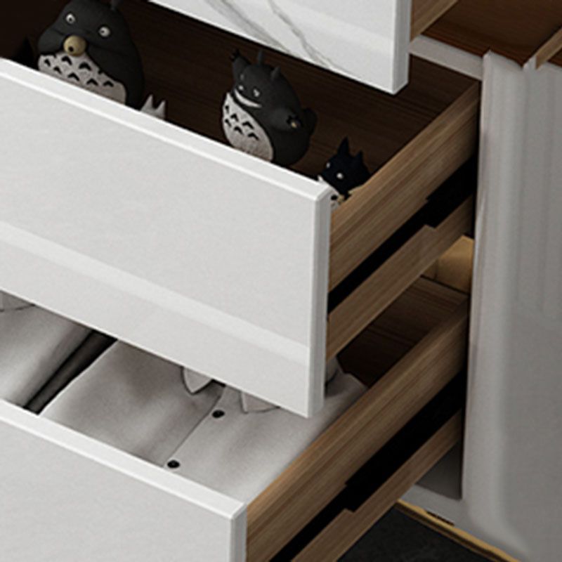 Glam Stone Bedroom Chest 16" Wide Storage Chest in White with Drawers