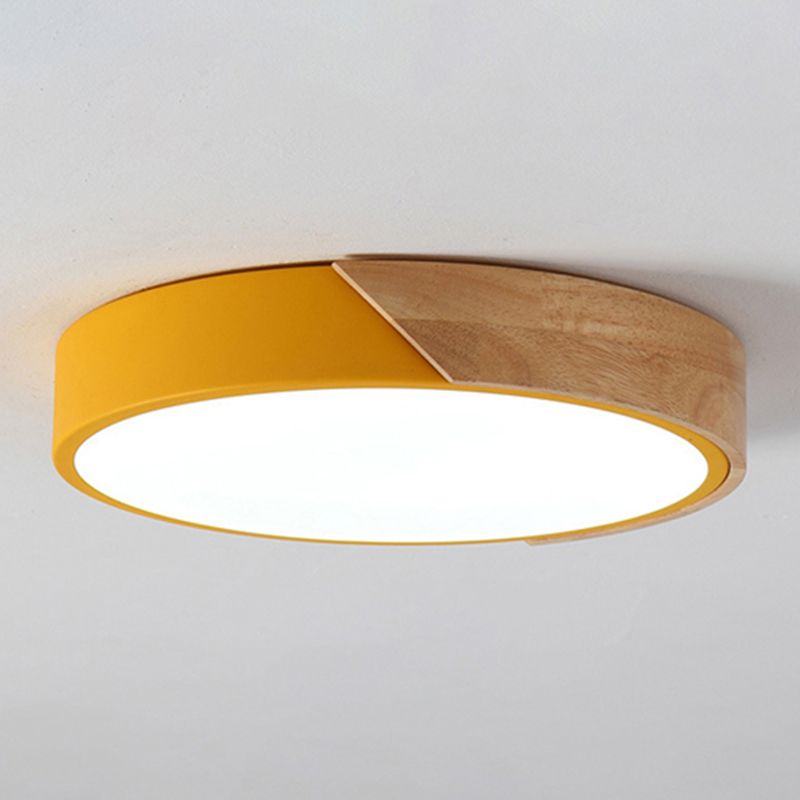 Lampada da soffitto a LED a forma rotonda in stile moderno e semplice macaroon in acrilico 1 luce per la camera degli ospiti dell'hotel studio