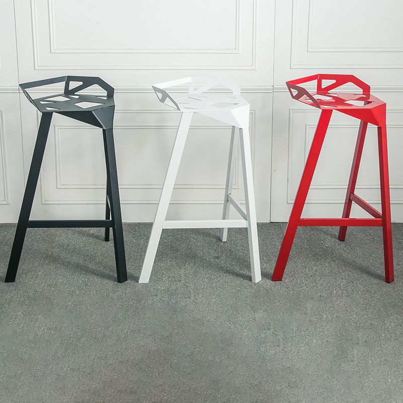 Modern Armless Backrest Counter Stool Iron Cafe Bar Stool with Seat