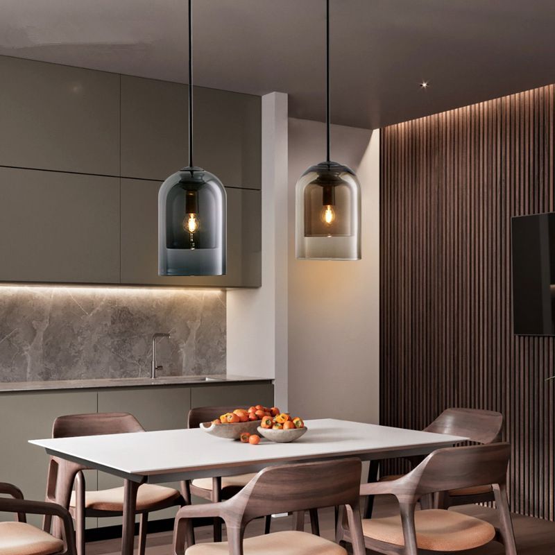 Bell Hanging Light Fixture Minimalist Style Glass Pendant Light Kit for Dinning Room