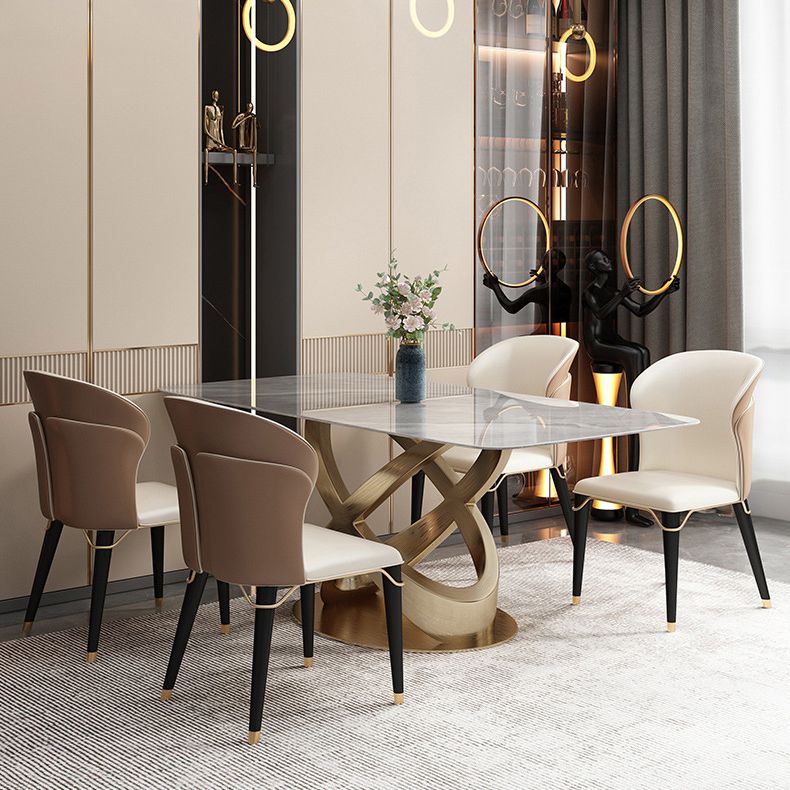 Luxurious Rectangle Dining Set 1/4/5/6/7 Pieces Sintered Stone Top Table Set