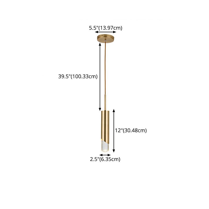 Modern Creative Cylindrical LED Pendant Light Electroplate Metal Hanging Lamp with Acrylic Shade
