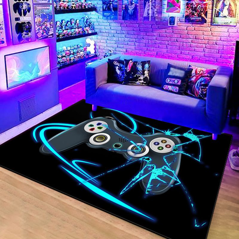 Calming Game Controller Print Rug Polyester Carpet Stain Resistant Area Rug for Living Room