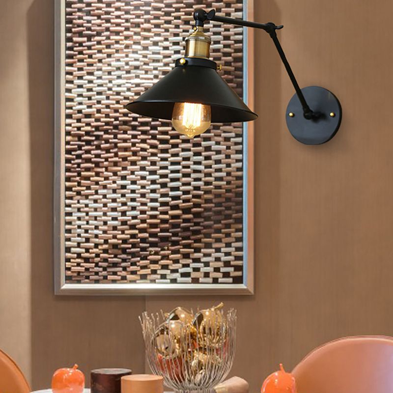 1 Light Sconce Light Aibriture Vintage Black Finitura METALLICA ARM Metallic Regolable Wall Lighting per tavolo da pranzo